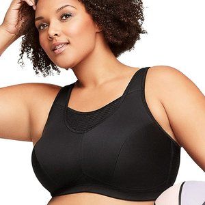 GLAMORISE Black Cami Wire Free Sports Bra  38C NWOT